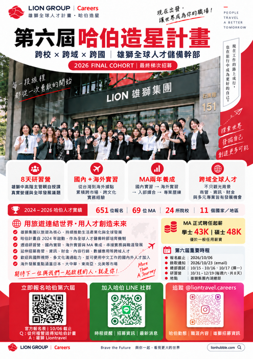 🌏【External Event Information】The 6th Lion Group Global Talent “Hubble Program” Is Now RecruitingImage